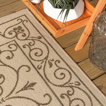 Charleston Vintage Filigree Textured Weave Indoor/outdoor Octagon Rug